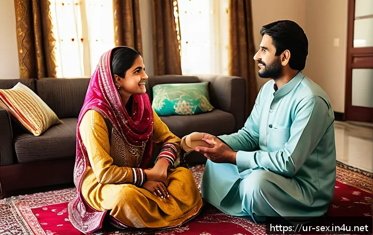 성교육과 성적 문제 상담 - A warm and inviting family living room scene in a Pakistani household, showing a loving parent and a...