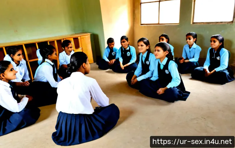 Home 17 성교육과 사회문화적 차이 - Photorealistic Pakistani secondary school classroom, a modest female health educator in shalwar kame...